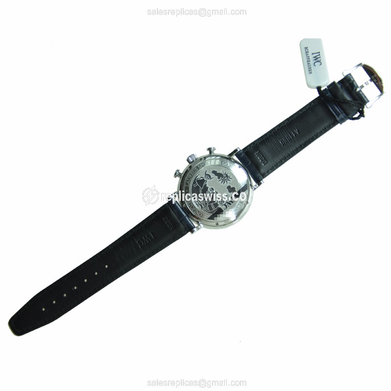 Rolex IWC Portofino Replica - Automatic - Blue Steel - Sapphire Crystal - Blue Alligator - View 3