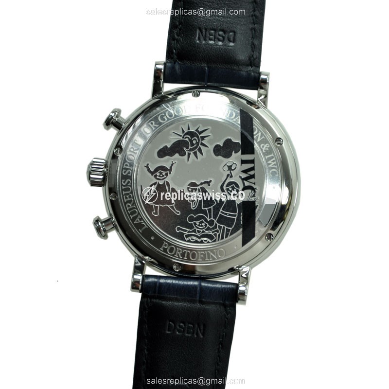 Rolex IWC Portofino Replica - Automatic - Blue Steel - Sapphire Crystal - Blue Alligator - View 4
