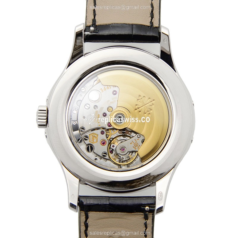 Patek Philippe 5205G-001 Replica - Automatic - 18kt Gold - Gray Dial, Black Alligator Strap - View 3