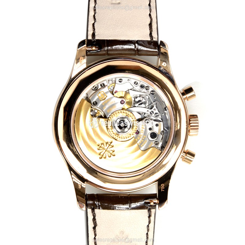 Patek Philippe 5960R-001 Complications - Manual Wind - 18kt Rose Gold - Gray Dial - Brown Alligator Strap - View 3