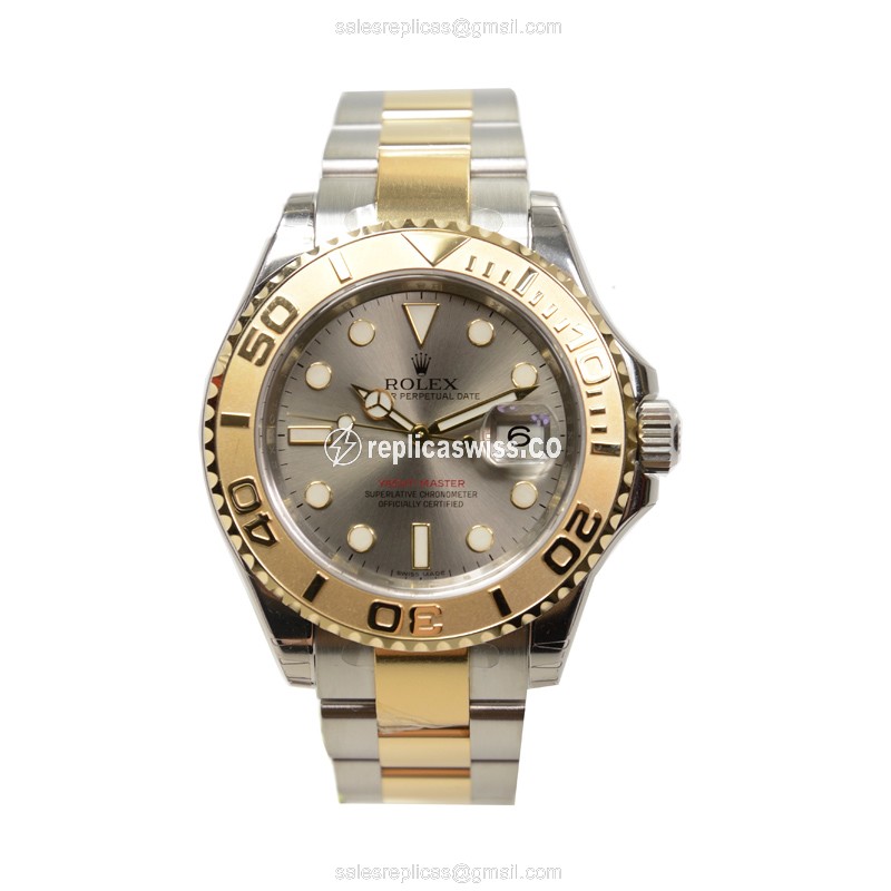 Rolex Yacht Master Replica - Automatic - 18kt Gold & Steel - Gray Dial, Silver Clasp - View 2