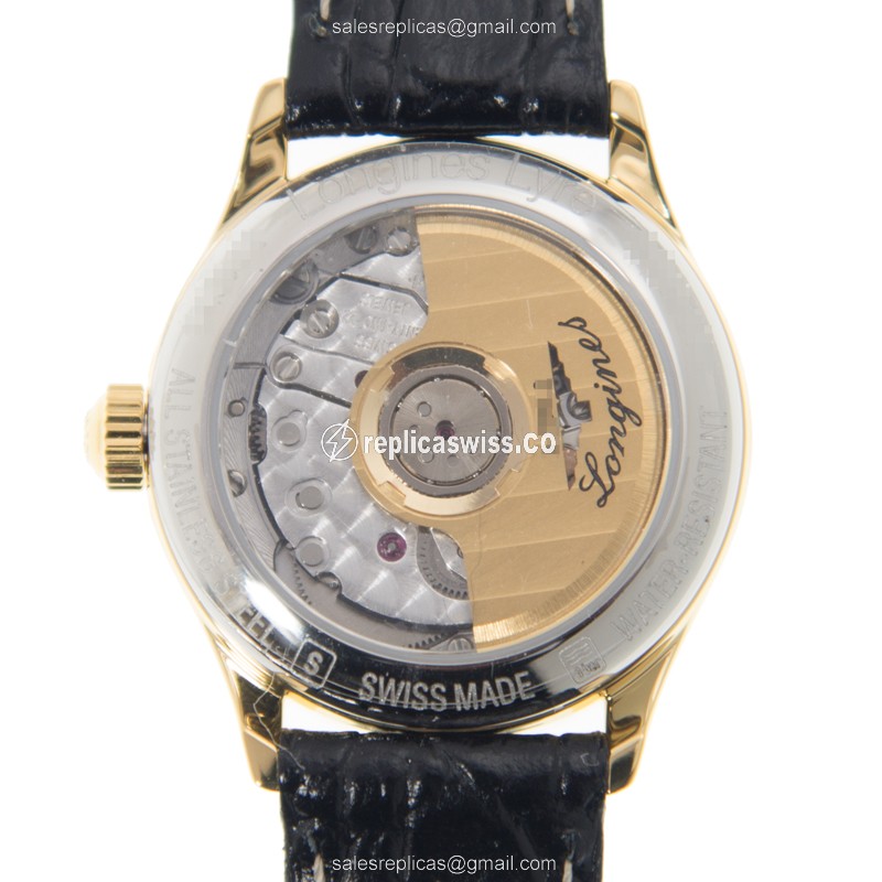 Rolex L4.360.2.12.2 Replica | Automatic | Gold-Plated Case | White Dial, Black Alligator Strap - View 3