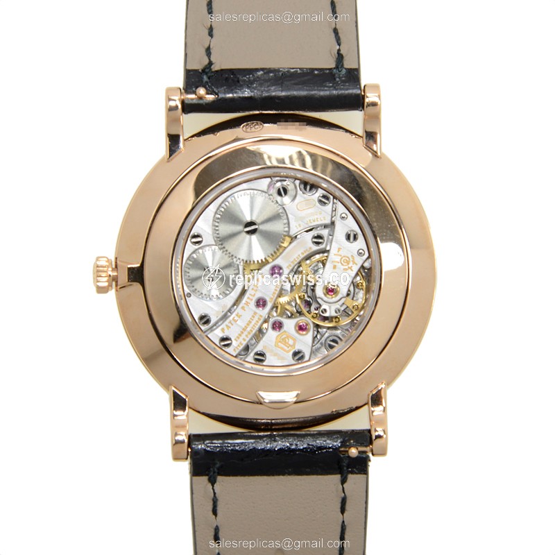 Patek Philippe 5116R-001 Replica - Manual Wind - 18kt Rose Gold - White Dial - Black Alligator Strap - View 3