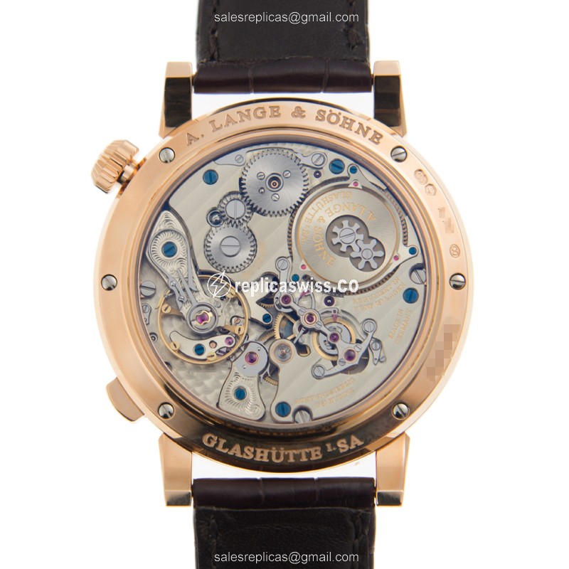 A Lange & Sohne 145.032 OWL - Manual Wind - 18kt Rose Gold - Silver Dial - Brown Alligator Buckle - View 3