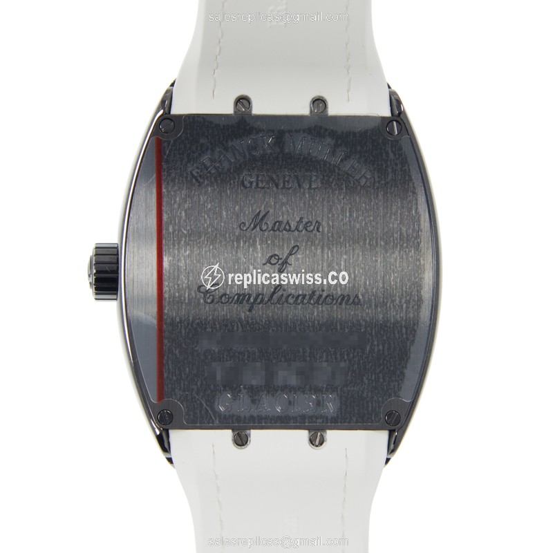 Franck Muller V 45 SC DT GLACIER - Automatic - Steel - Black Dial - White Rubber - Sapphire Crystal - View 3