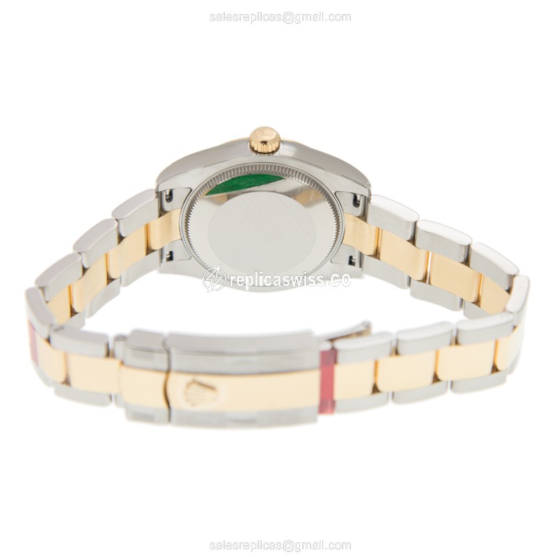 Rolex Lady Datejust Replica - Automatic - 18kt Gold & Steel - Black Dial - Gold Strap - View 4