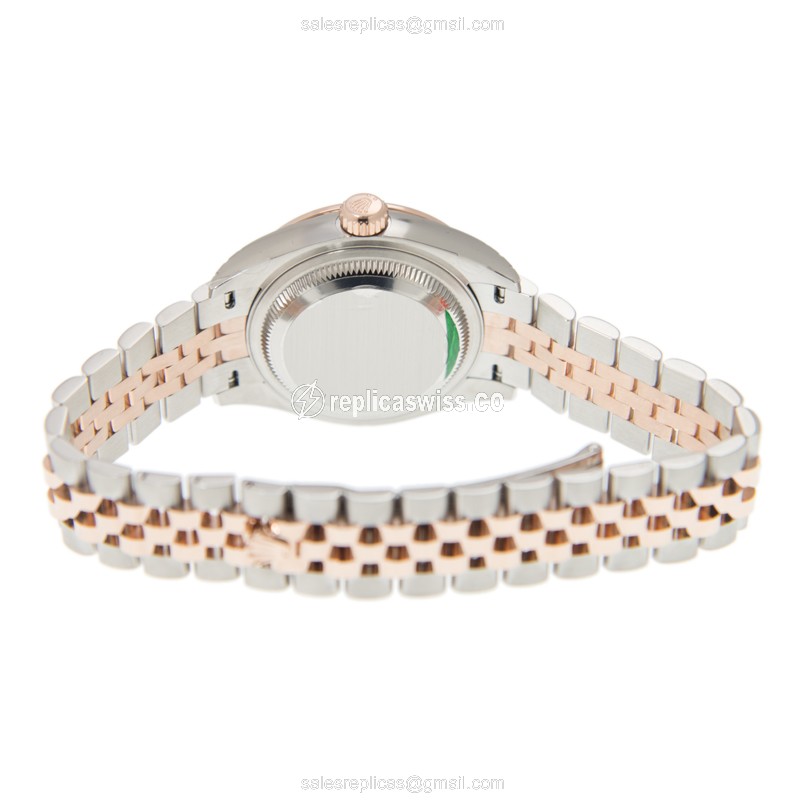 Rolex Datejust Replica - Automatic - 18kt Rose Gold - White Dial, Diamond Bezel - View 4