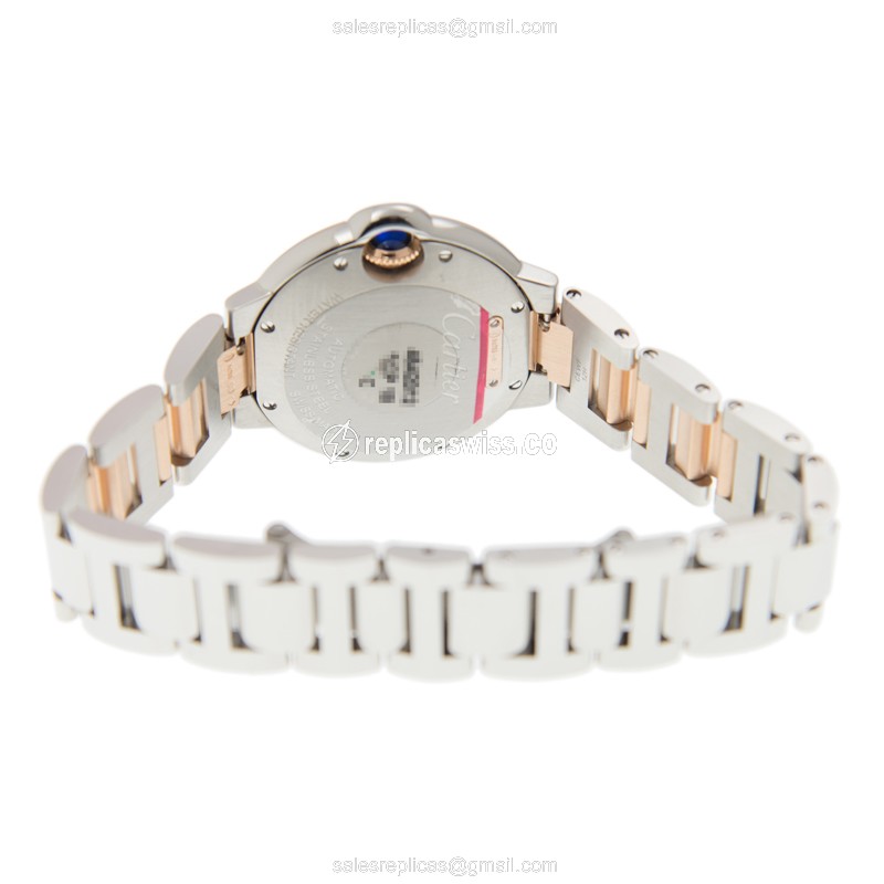 Cartier Ballon Bleu Replica - Automatic - 18kt Rose Gold & Steel - Silver Dial - View 4