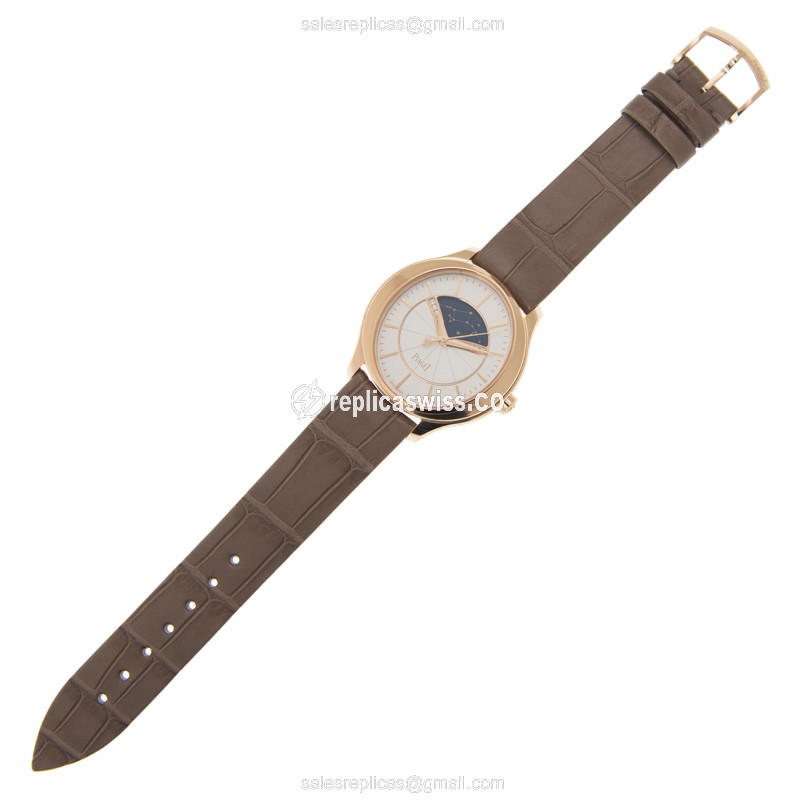 Piaget LIMELIGHT Replica - Automatic - 18kt Rose Gold - White Dial - Alligator Brown Strap - View 2