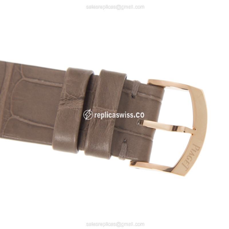 Piaget LIMELIGHT Replica - Automatic - 18kt Rose Gold - White Dial - Alligator Brown Strap - View 4