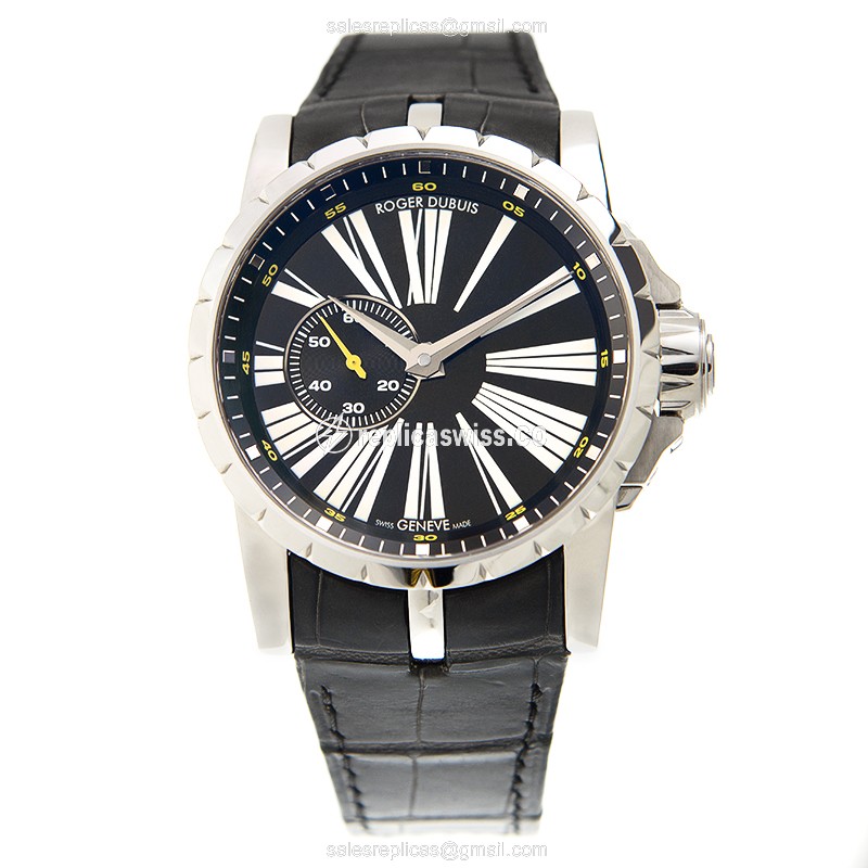 Roger Dubuis EXCALIBUR - Automatic - Stainless Steel - Black Dial - Alligator Black Clasp - View 2