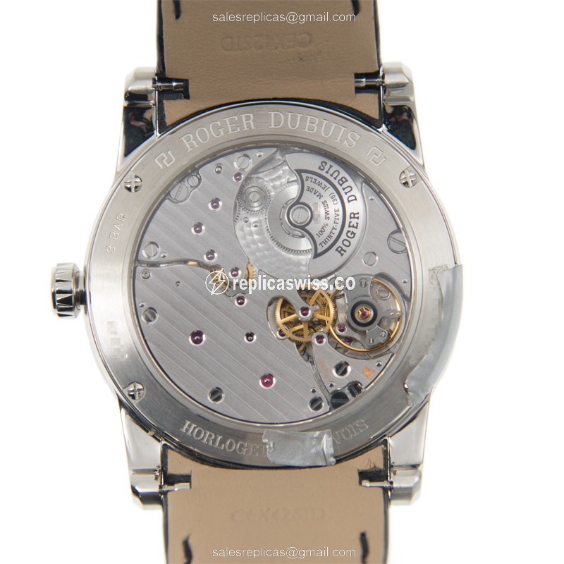 Roger Dubuis RDDBEX0443 EXCALIBUR Replica - Automatic - Silver Dial - Steel Case - Black Alligator Strap - View 3