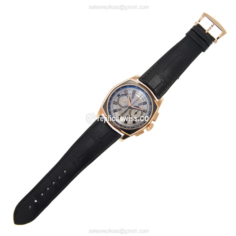 Roger Dubuis RDDBMG0004 Replica - Automatic - 18kt Rose Gold - Silver Dial - Black Alligator Strap - View 2