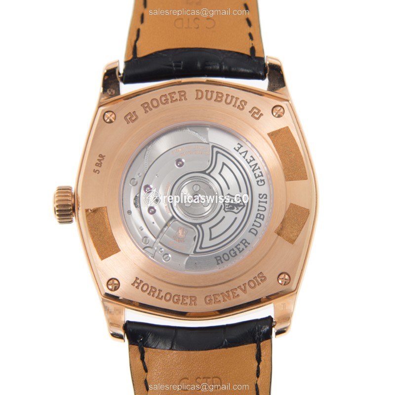 Roger Dubuis RDDBMG0026 Replica - Automatic - 18kt Rose Gold - Gray Dial - Black Alligator Strap - View 3