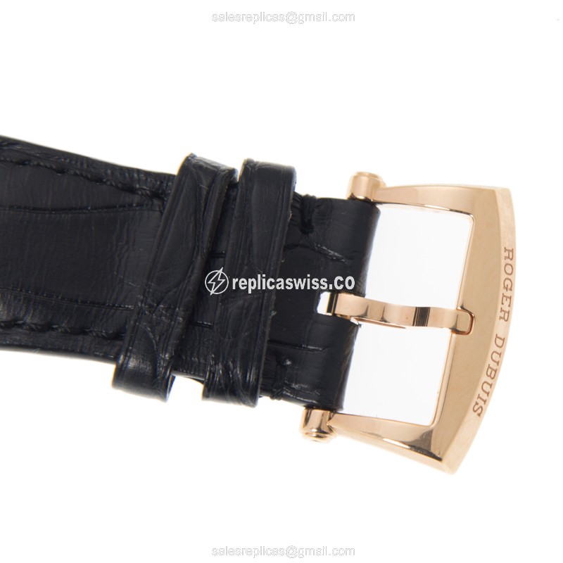 Roger Dubuis RDDBMG0026 Replica - Automatic - 18kt Rose Gold - Gray Dial - Black Alligator Strap - View 4