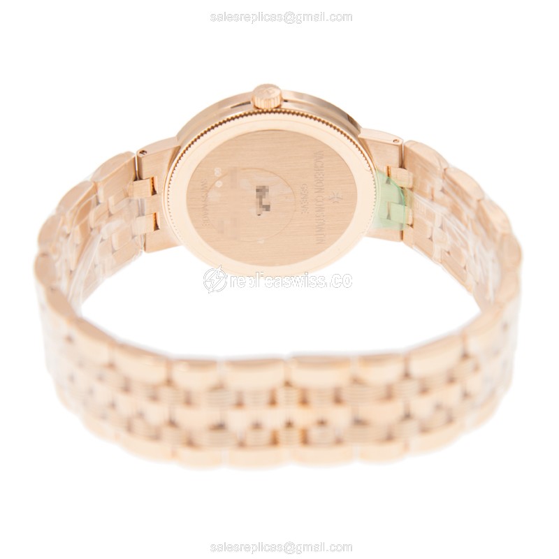 Vacheron Constantin 25553 Quartz - 18kt Rose Gold - Diamond Dial - Gold Strap - View 4