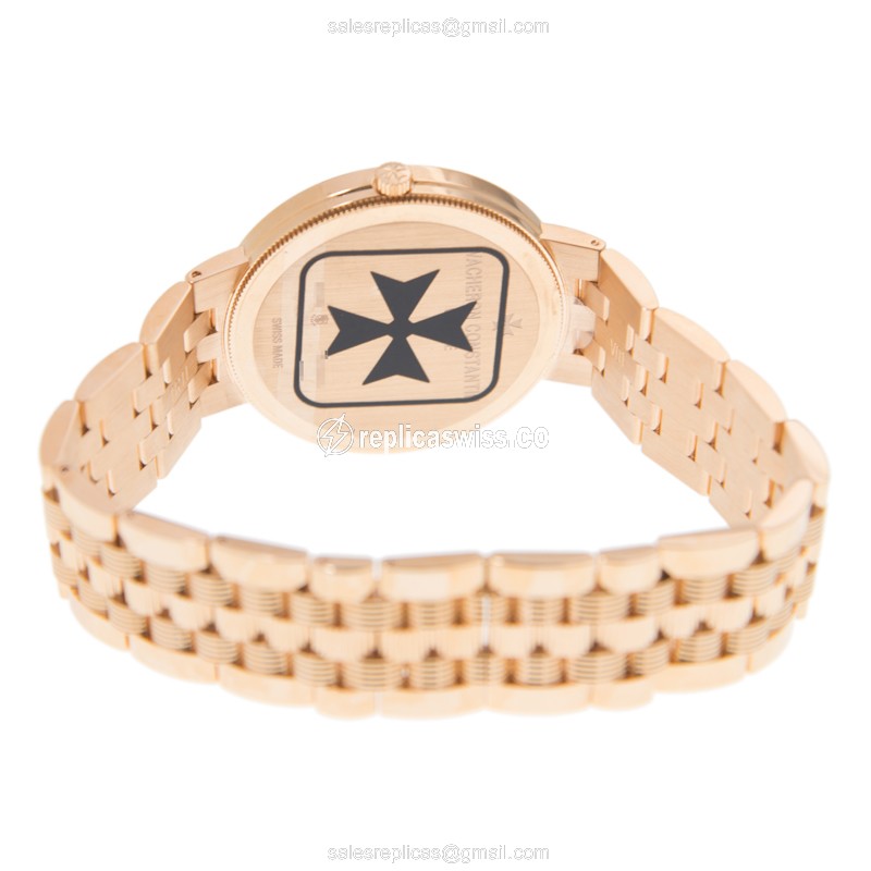 Vacheron Constantin TRADITIONNELLE Manual Wind 18kt Gold - Diamonds - White Dial - Gold Strap - View 4