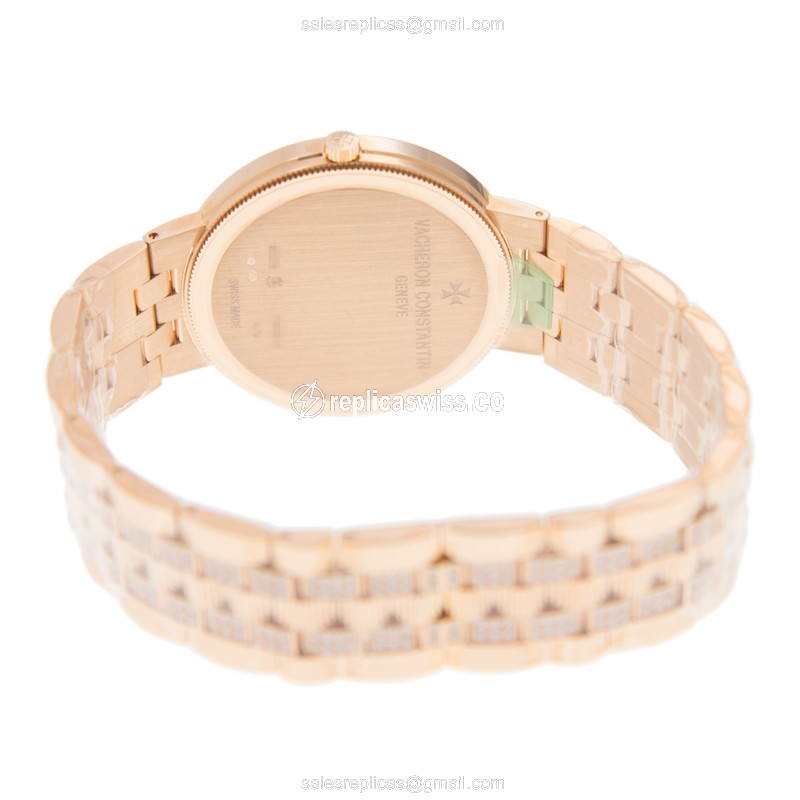 Vacheron Constantin 81576/V03R-9695 TRADITIONNELLE - Manual Wind - 18kt Rose Gold Case - Diamonds Dial - White - Gold Clasp - View 4