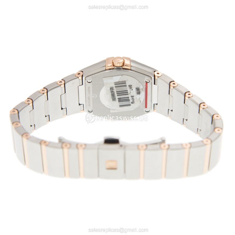 Omega Constellation Replica - Quartz - 18kt Rose Gold & Steel - Brown Dial, Gold Clasp, Steel Strap - View 4