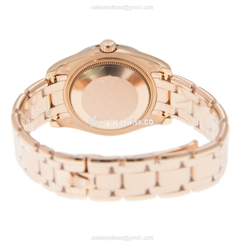 Rolex Lady Datejust Replica - Automatic - 18kt Rose Gold Case - Diamonds - Silver Dial - View 4