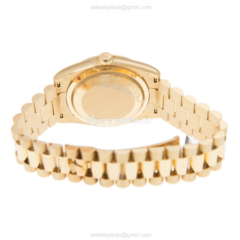Rolex DAY-DATE Replica - Automatic - 18kt Gold - Diamond Bezel - Green Dial - View 4