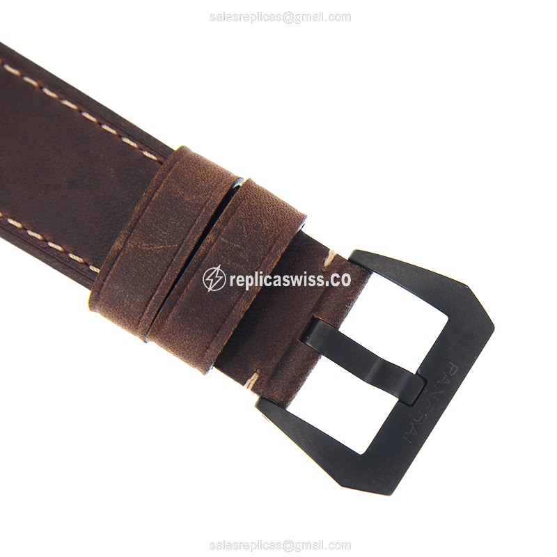 Panerai PAM00661 Replica - Luminor Auto Carbon - Black Dial Brown Cowhide Buckle - View 4