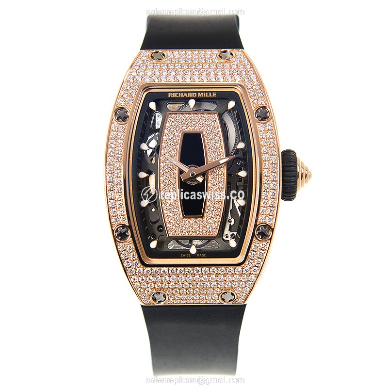 Richard Mille RM07-01RG - Automatic - 18kt Rose - Diamond - Black Dial - Rubber Strap - View 2