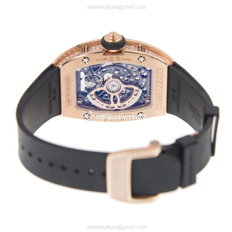Richard Mille RM07-01RG - Automatic - 18kt Rose - Diamond - Black Dial - Rubber Strap - View 4