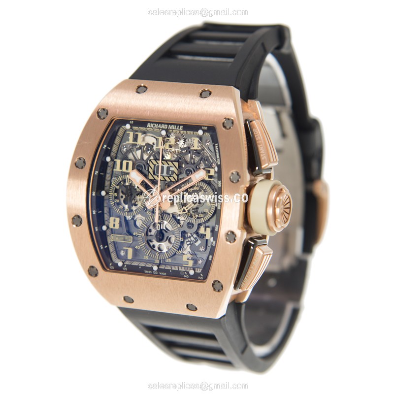 Richard Mille RM011 Replica - Automatic - Rose Gold - Gray Dial - View 3
