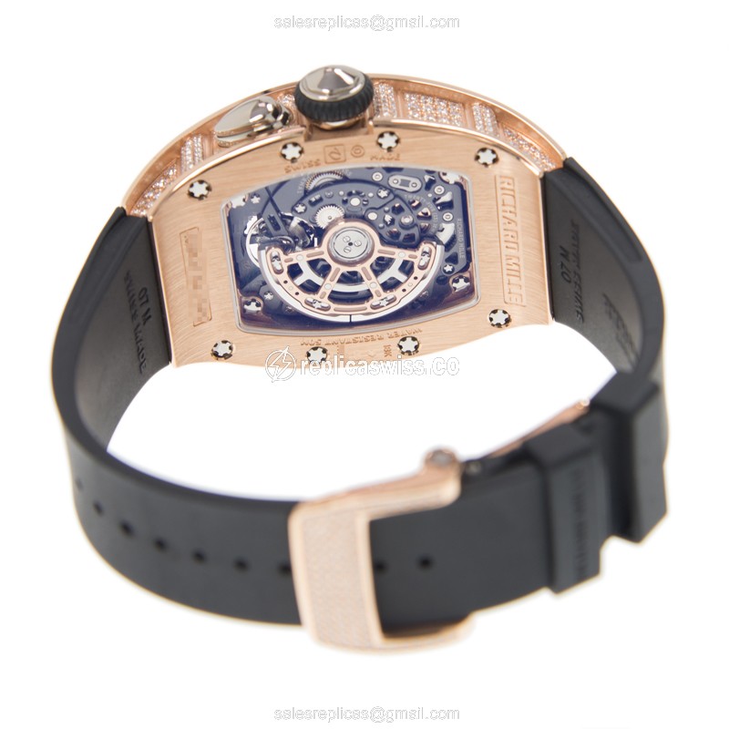 Richard Mille RM037-RG - Auto - 18kt Rose Gold - Diamond Bezel - Black Dial - Rubber Strap - View 4