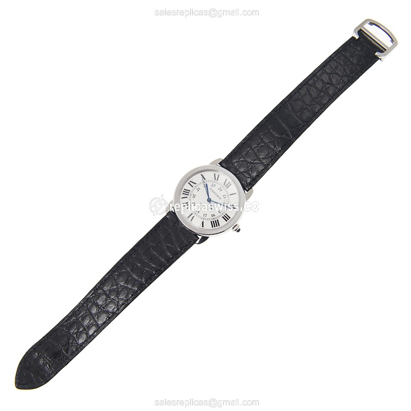 Cartier WSRN0013 RONDE SOLO - Automatic - Steel Case - Silver Dial - Black Alligator Strap - View 2