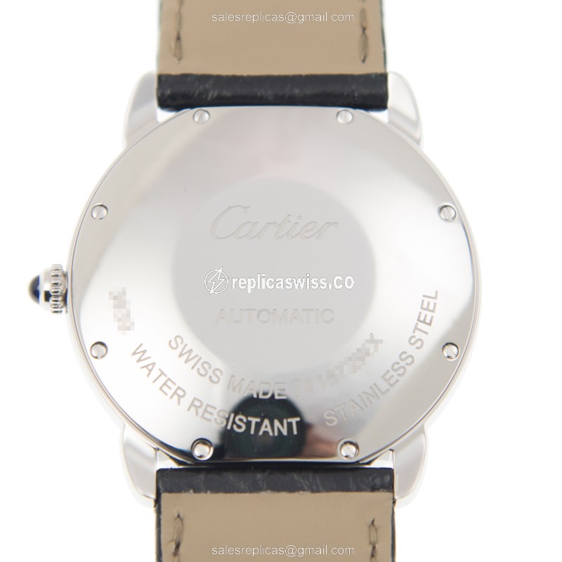 Cartier WSRN0013 RONDE SOLO - Automatic - Steel Case - Silver Dial - Black Alligator Strap - View 3