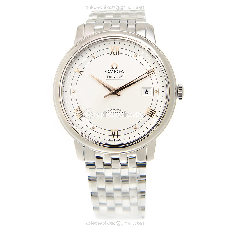 Omega DE VILLE Replica - Automatic - Steel Case - Blue Dial - Silver Steel Strap - View 2