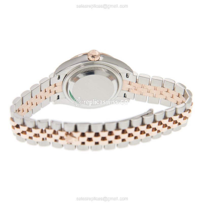 Rolex Datejust Replica - Automatic - 18kt Rose - Brown Dial, Diamond Bezel - View 4