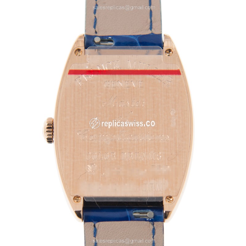 Franck Muller 7502 QZ COL DRM 5N CINTREE CURVEX - Quartz - 18kt Rose Gold - Silver Dial, Blue Alligator Strap - View 3