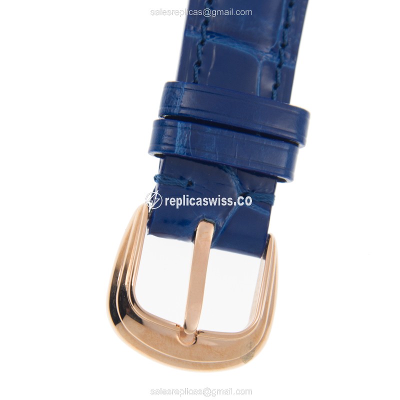 Franck Muller 7502 QZ COL DRM 5N CINTREE CURVEX - Quartz - 18kt Rose Gold - Silver Dial, Blue Alligator Strap - View 4