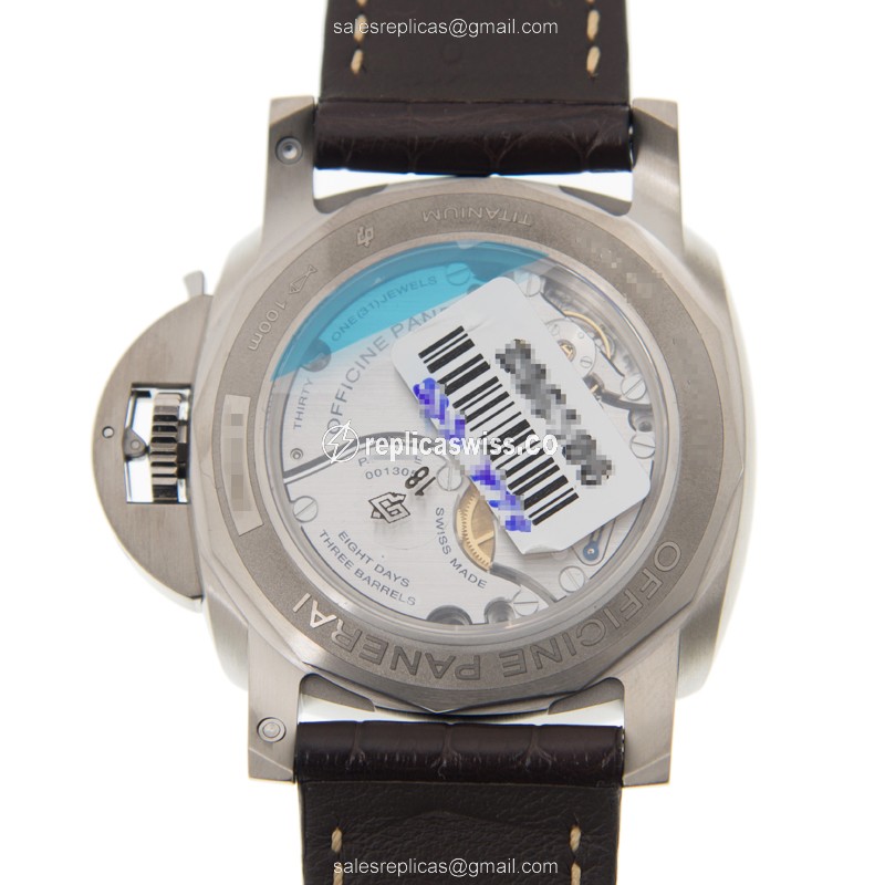 Panerai PAM00656 LUMINOR - Manual Wind - Titanium Case - Brown Dial - Brown Alligator Strap - View 3