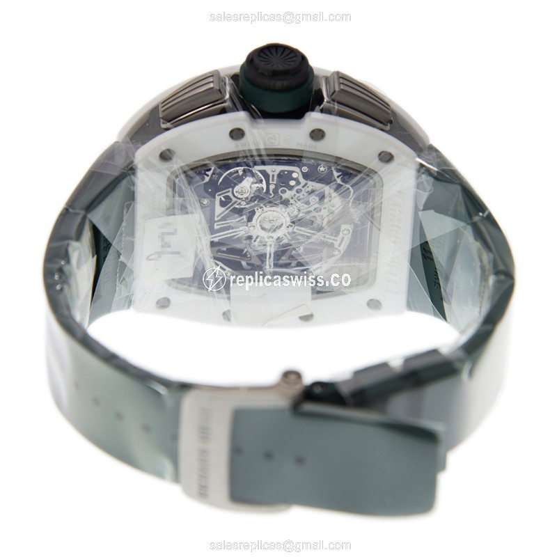 Richard Mille RM11-02 LEMANS - Auto - Ceramic Case - Gray Dial - Green Rubber Strap - View 4