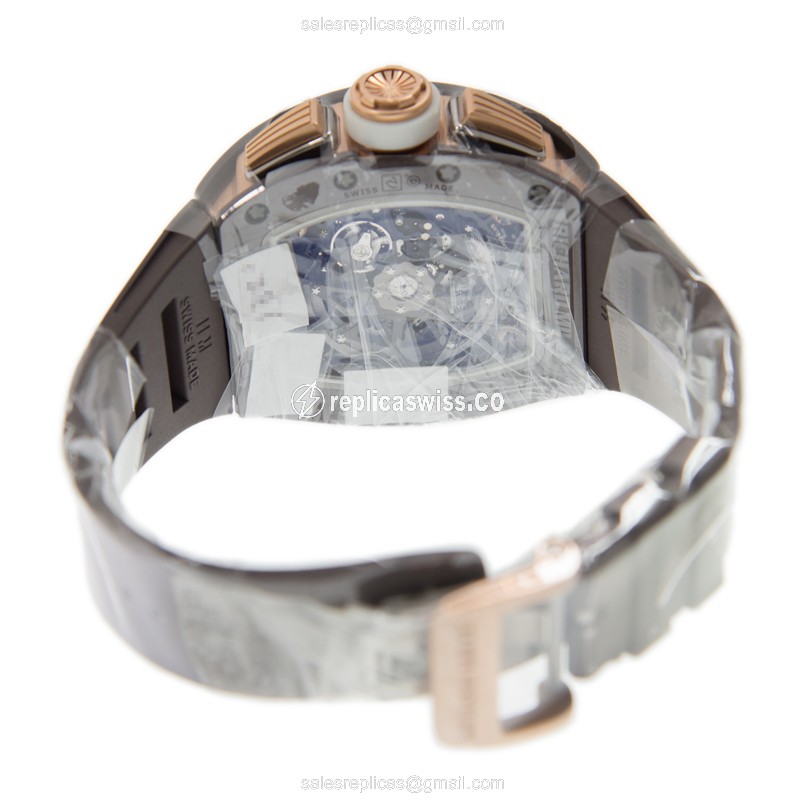 Richard Mille RM011-AN-RG-TZP-Z Replica - Automatic - Ceramic Case - Gray Dial - Brown Rubber Strap - View 4