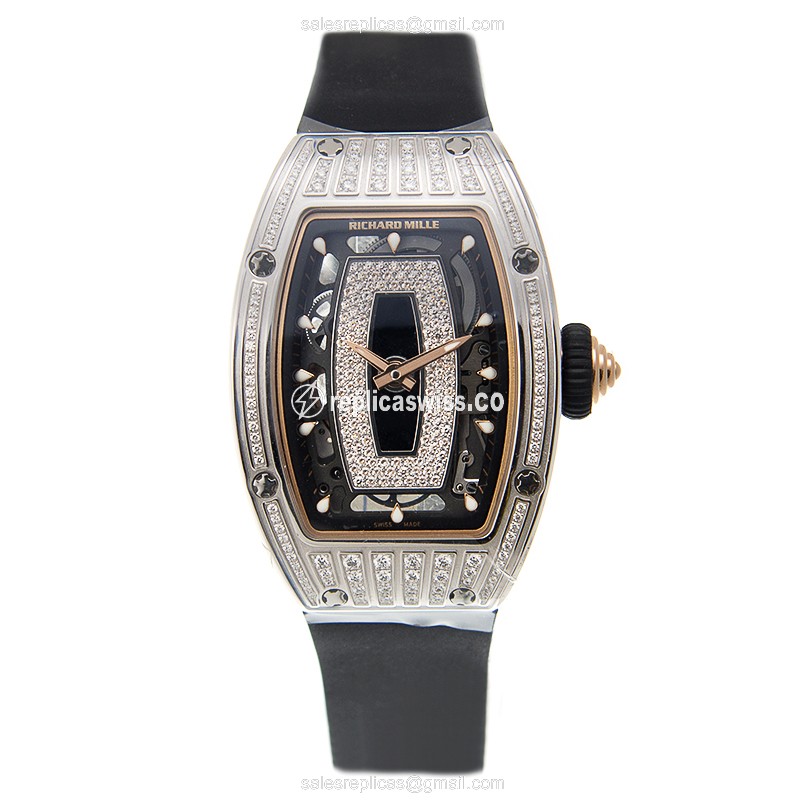 Richard Mille RM07-010-MED SET - Auto - 18kt White Gold - Diamond - Black Dial - Rubber Strap - View 2