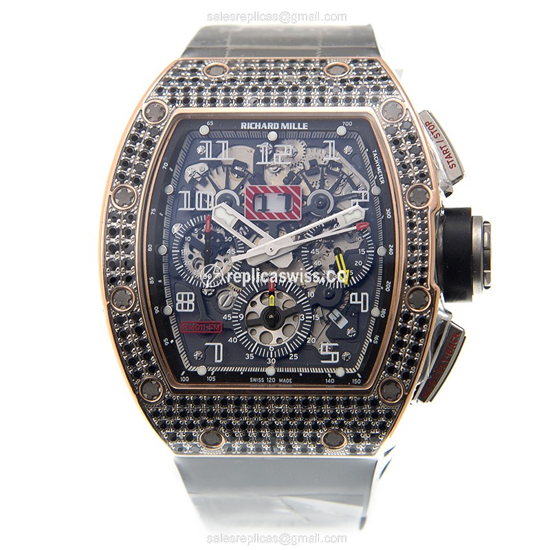Richard Mille RM011RG Automatic - 18kt Rose Gold - Gray Dial - Rubber Black Strap - View 2