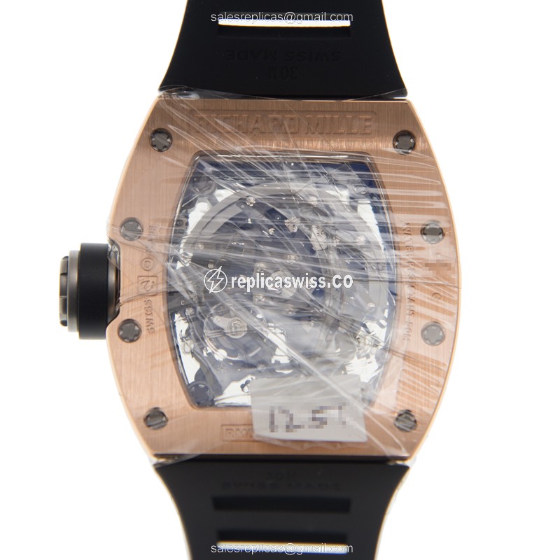Richard Mille RM030-RG - 18kt Rose Gold - Diamond Skull - Black Rubber - Clasp - View 3