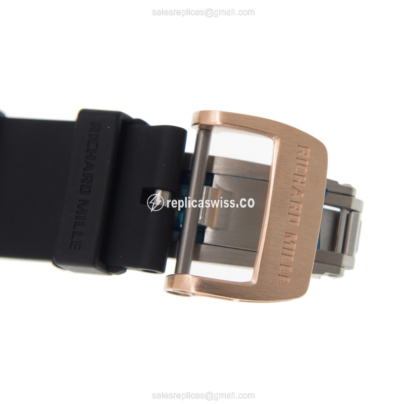 Richard Mille RM030-RG - 18kt Rose Gold - Diamond Skull - Black Rubber - Clasp - View 4