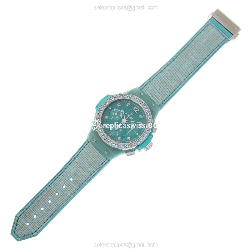 Hublot BIG BANG Replica - Automatic Titanium - Green Dial & Rubber Strap - View 2