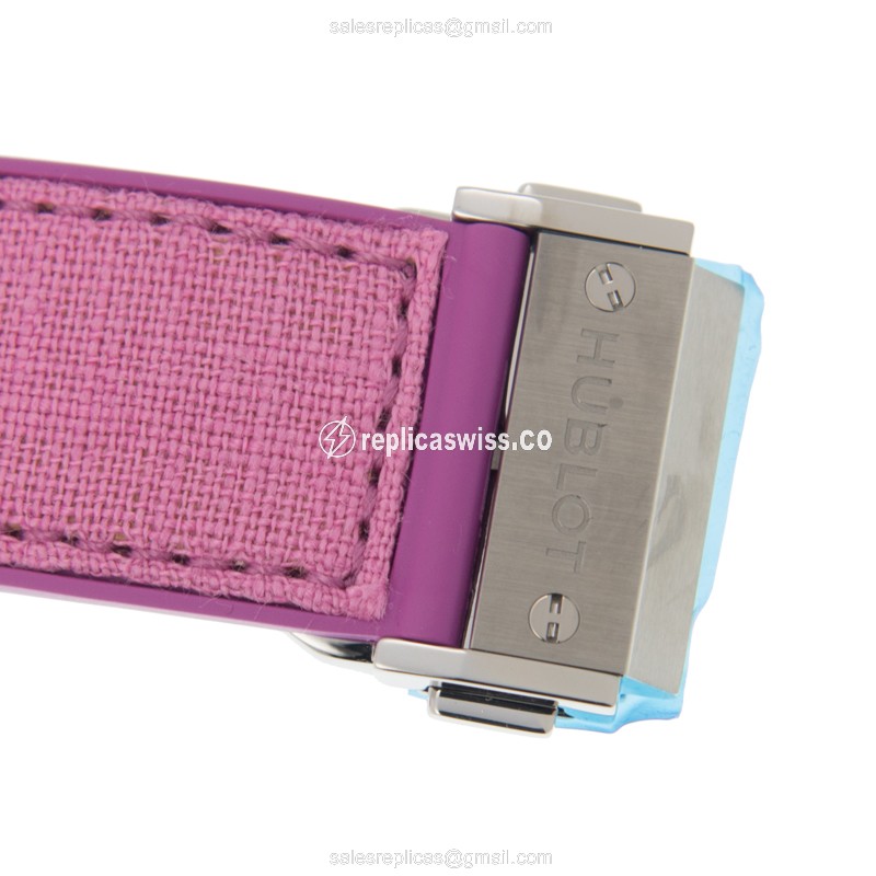 Hublot BIG BANG Automatic Titanium - Diamond Clasp Purple Dial Rubber Strap - View 3