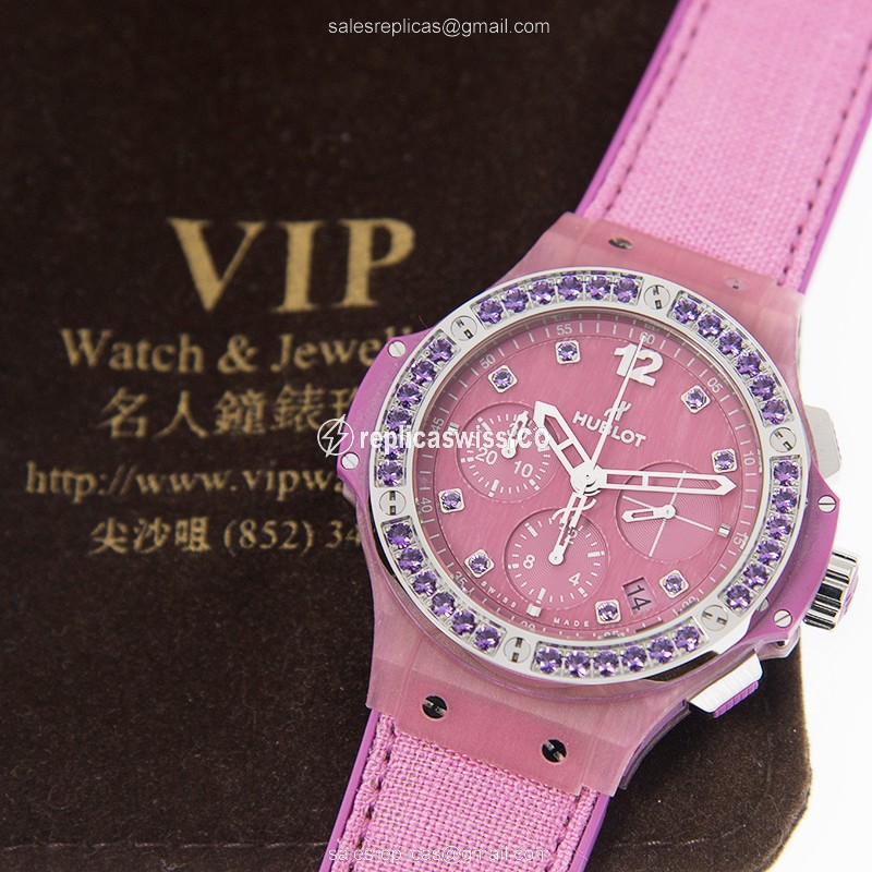 Hublot BIG BANG Automatic Titanium - Diamond Clasp Purple Dial Rubber Strap - View 4