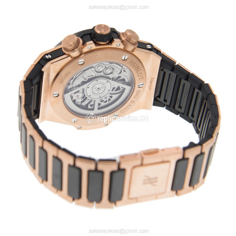 Hublot BIG BANG Replica - Automatic - Titanium Case - Grey Dial - Gold 18kt Strap - View 4