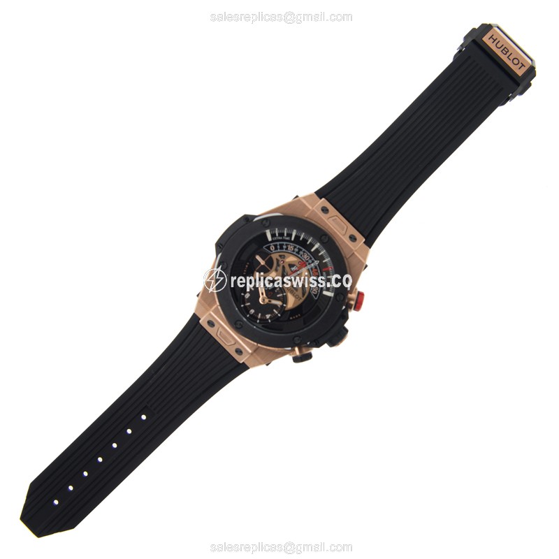 Hublot BIG BANG Replica - Auto - 18kt Rose Gold - Black Dial - Rubber Strap - View 2