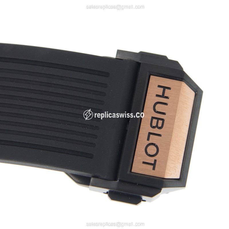 Hublot BIG BANG Replica - Auto - 18kt Rose Gold - Black Dial - Rubber Strap - View 4