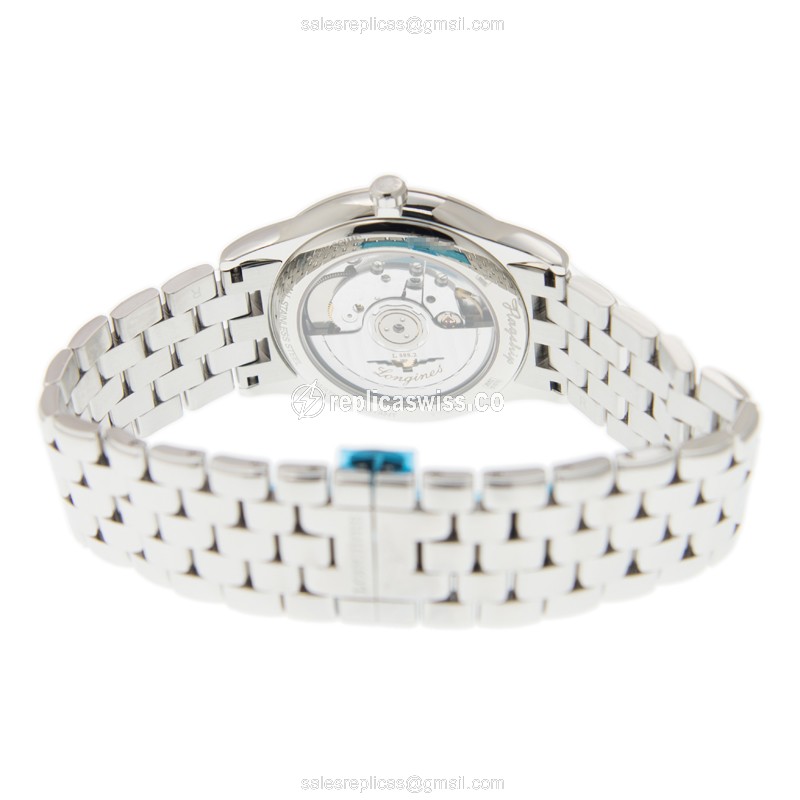 Longines L4.874.4.96.6 Replica | Automatic | Stainless Steel Case | Blue Dial | Silver Clasp - View 4